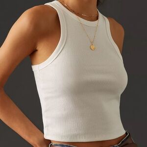 Anthropologie Maeve The Blair Stretch Cotton Crop Racerback Tank Top